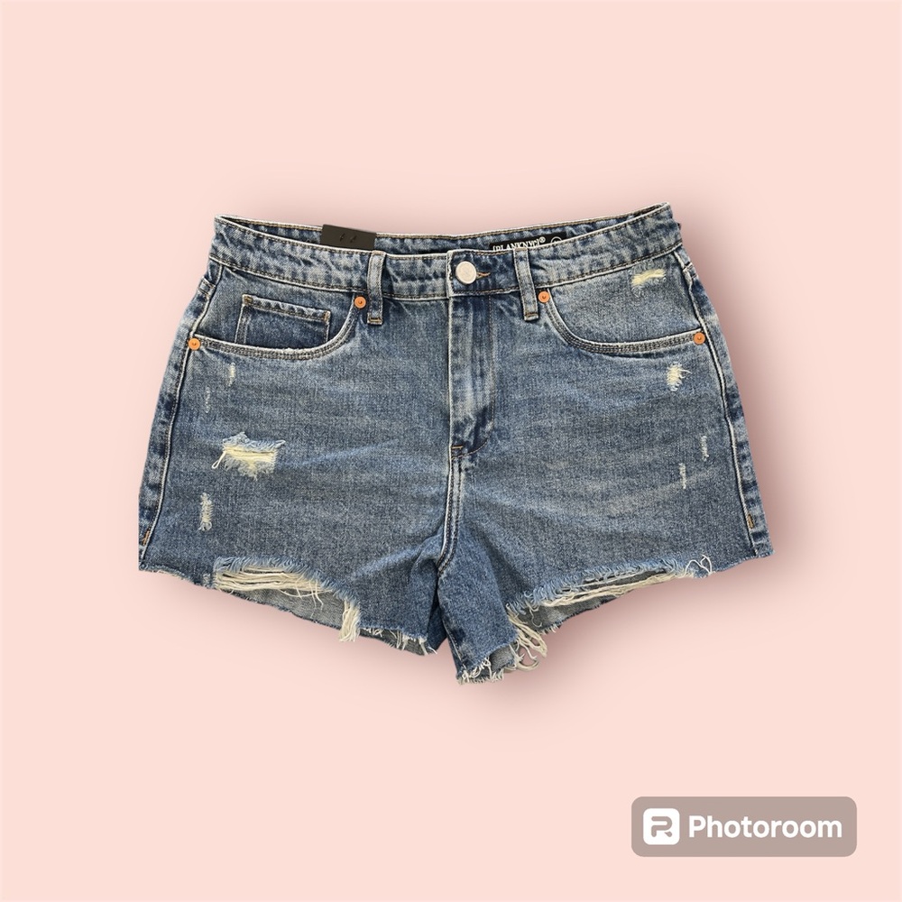 Blank NYC Blue Distressed Jean Shorts